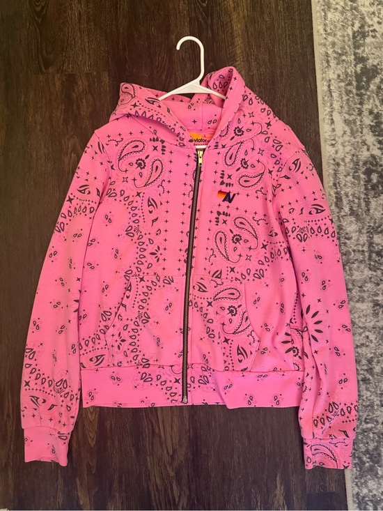 Aviator Nation Tops - Aviator Nation Pink Bandana-Print Zip Hoodie